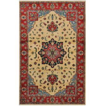 Afghan Hand-knotted Tribal Kazak Wool Rug (4' x 6'2)