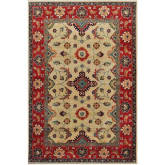 Afghan Hand-knotted Tribal Kazak Wool Rug (4' x 6'2)
