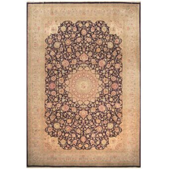 Indo Hand-knotted Tabriz Wool & Silk Rug (9'6 x 13'9)