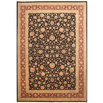 Indo Hand-knotted Vegetable Dye Tabriz Wool & Silk Rug (9'6 x 13'6)