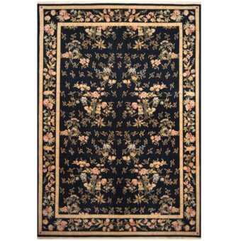 Indo Hand-knotted Aubusson Wool & Silk Rug (9'9 x 13'9)