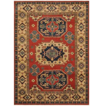 Afghan Hand-knotted Kazak Wool Rug (5' x 7')