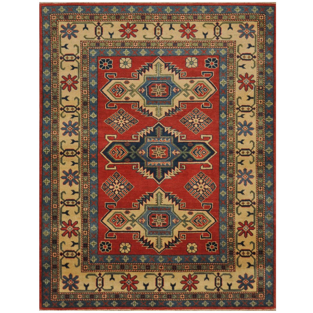 Afghan Hand-knotted Kazak Wool Rug (5' x 6'8)