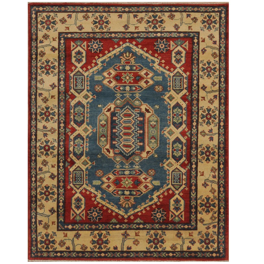 Afghan Hand-knotted Kazak Wool Rug (5' x 6'6)