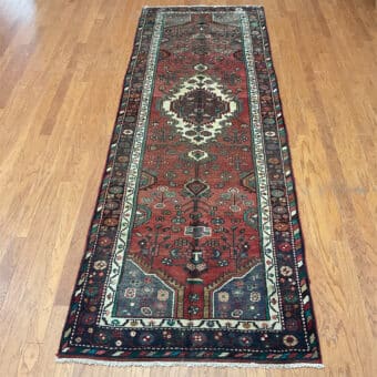 Persian Hand-knotted Hamadan Wool Runner (3'7 x 10'6)