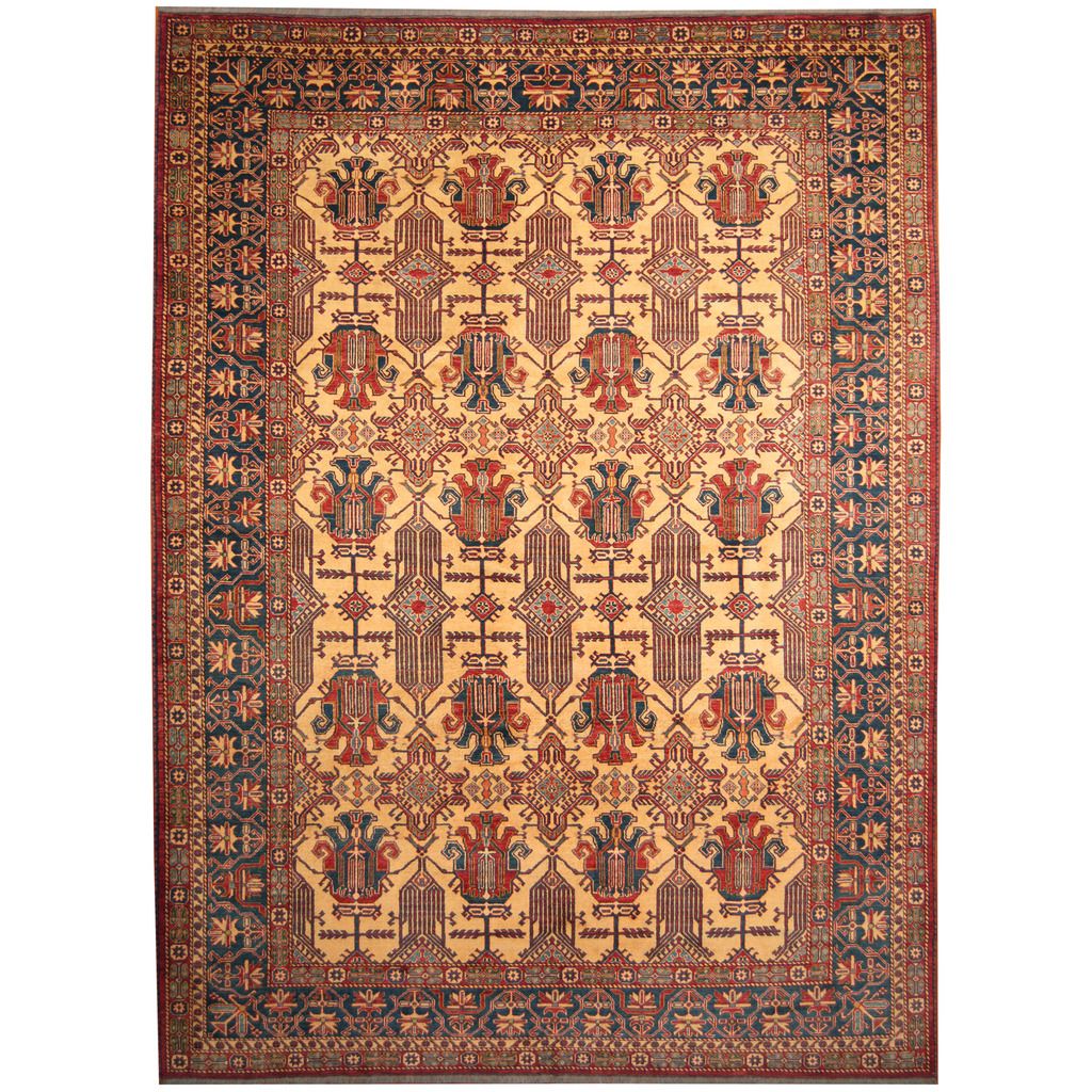 Afghan Hand-knotted Vegetable Dye Kazak Wool Rug (10'3 x 13'10)