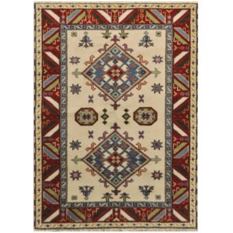 Indo Hand-knotted Kazak Wool Rug (4'9 x 6'5)