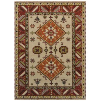 Indo Hand-knotted Kazak Wool Rug (4'9 x 6'7)