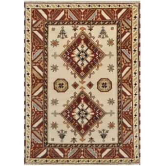 Indo Hand-knotted Kazak Wool Rug (4'8 x 6'6)
