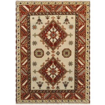 Indo Hand-knotted Kazak Wool Rug (4'9 x 6'7)