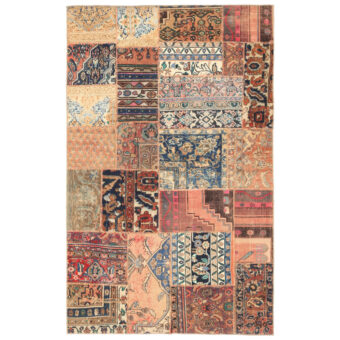 Pak Persian Hand-knotted Patchwork Wool Rug (4'11 x 7'11)