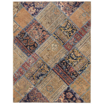 Pak Persian Hand-knotted Patchwork Wool Rug (4'11 x 6'4)