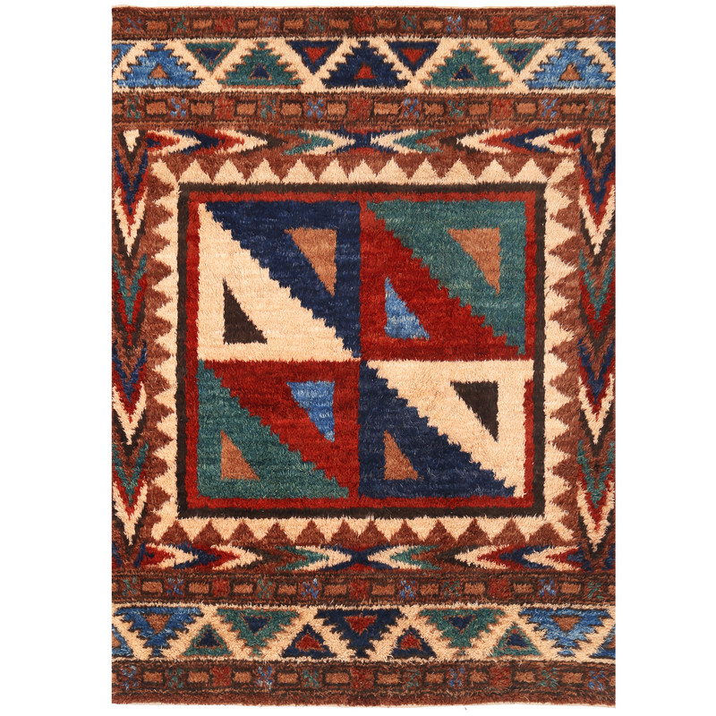 Afghan Hand-knotted Vegetable Dye Shag Gabbeh Wool Rug (7'4 x 10'2)