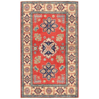 Afghan Hand-knotted Vegetable Dye Kazak Wool Rug (2'10 x 4'10)