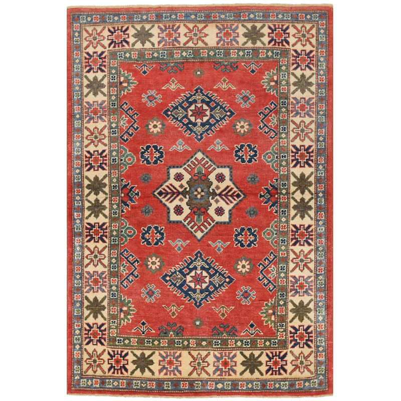 Afghan Hand-knotted Vegetable Dye Kazak Wool Rug (3'4 x 4'11)