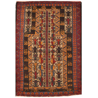 Afghan One-Of-A-Kind Tribal Balouchi Wool Rug (2'10 x 4'1)