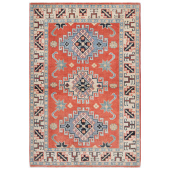 Afghan Hand-Knotted Vegetable Dye Kazak Wool Rug (2'8 x 4')