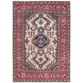 Afghan Hand-Knotted Vegetable Dye Kazak Wool Rug (2'8 x 3'9)