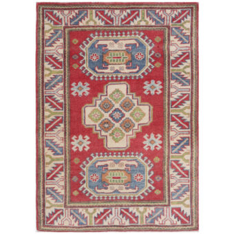Afghan Hand-Knotted Vegetable Dye Kazak Wool Rug (2'9 x 4')
