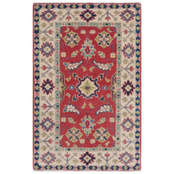 Afghan Hand-Knotted Vegetable Dye Kazak Wool Rug (2' x 3')
