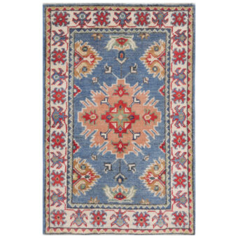 Afghan Hand-Knotted Vegetable Dye Kazak Wool Rug (1'10 x 3')