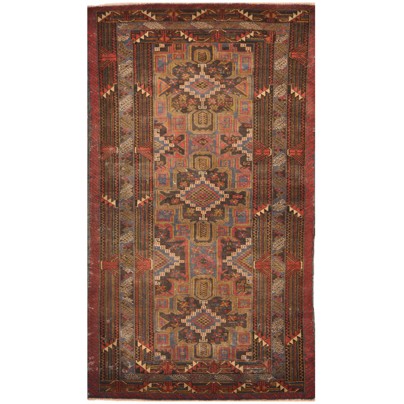 Afghan One-Of-A-Kind Tribal Balouchi Wool Rug (3'6 x 6')