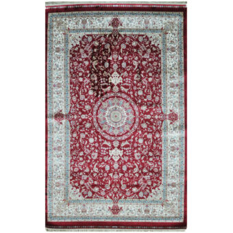 Indo Hand-Knotted Kashmiri Silk Rug (4' x 6')