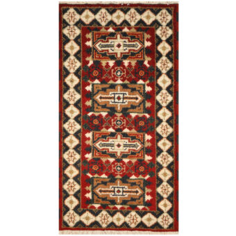 Indo Hand-Knotted Tribal Kazak Wool Rug (2'x4')