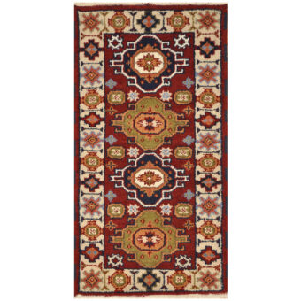 Indo Hand-Knotted Tribal Kazak Wool Rug (2'x4')