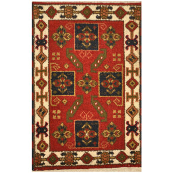 Indo Hand-Knotted Tribal Kazak Wool Rug (2'x4')