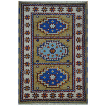 Indo Hand-Knotted Tribal Kazak Wool Rug (2'x4')