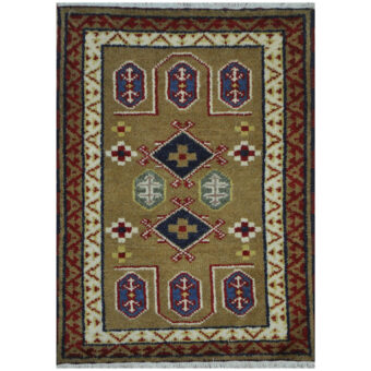 Indo Hand-Knotted Tribal Kazak Wool Rug (2' x 3')