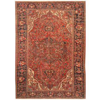 Persian Hand-knotted Antique 1920's Heriz Wool Rug (8' x 11'4)