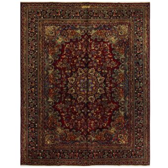 Persian Hand-knotted Mashad Wool Rug (9'10 x 12'6)