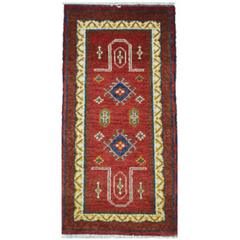 Indo Hand-Knotted Tribal Kazak Wool Rug (2' x 4')