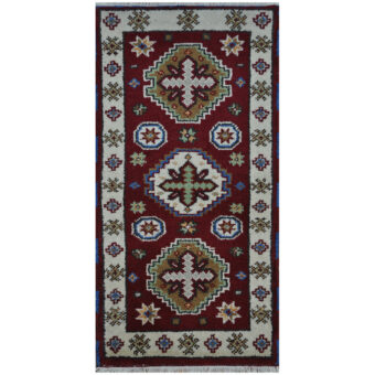 Indo Hand-knotted Tribal Kazak Wool Rug (2' x 4')