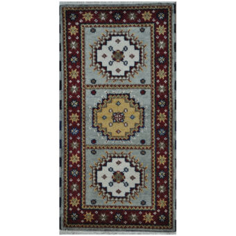 Indo Hand-knotted Tribal Kazak Wool Rug (2' x 4')
