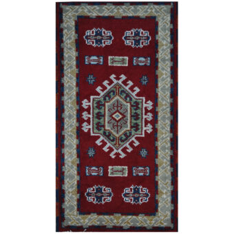 Indo Hand-knotted Tribal Kazak Wool Rug (2' x 4')