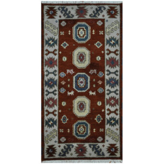 Indo Hand-knotted Tribal Kazak Wool Rug (2' x 4')