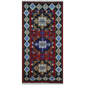 Indo Hand-knotted Tribal Kazak Wool Rug (2' x 4')