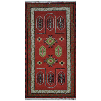 Indo Hand-knotted Tribal Kazak Wool Rug (2' x 4')
