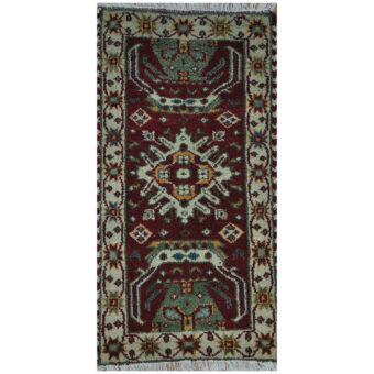 Indo Hand-knotted Tribal Kazak Wool Rug (2' x 4')
