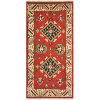 Indo Hand-knotted Tribal Kazak Wool Rug (2'1 x 4'1)