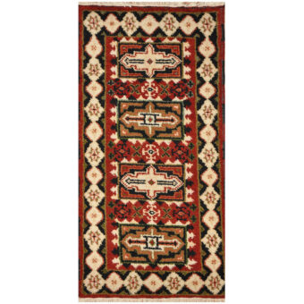 Indo Hand-knotted Tribal Kazak Wool Rug (2'1 x 4'1)