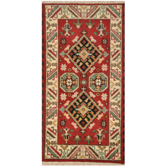 Indo Hand-knotted Tribal Kazak Wool Rug (2'1 x 4'1)