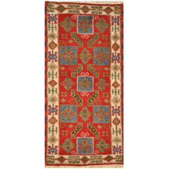 Indo Hand-knotted Tribal Kazak Wool Rug (2'1 x 4'1)