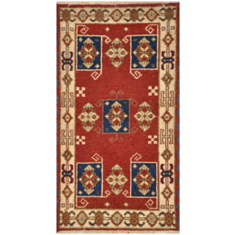 Indo Hand-knotted Tribal Kazak Wool Rug (2'1 x 4'1)