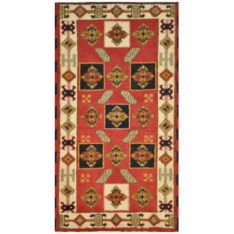 Indo Hand-knotted Tribal Kazak Wool Rug (2' x 4')