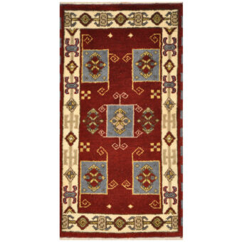 Indo Hand-knotted Tribal Kazak Wool Rug (2' x 4')