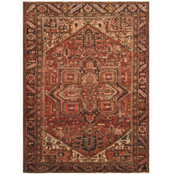 Persian Hand-knotted Antique 1940's Heriz Wool Rug (9'7 x 13'1)